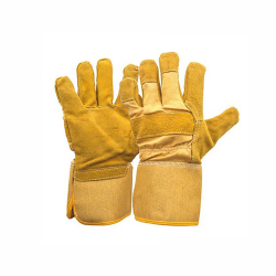 Handschoen Rundsplit Winter geel/bruin